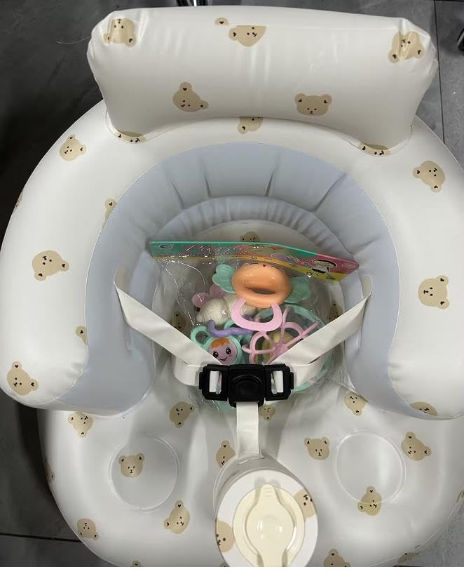 Image of Upgraded Baby Seat, Baby Inflatable Seat, 3-Point Harness Baby Support Seat, Baby Floor Seat with Built in Air Pump, Summer Baby Chair for Home or Travel for Infants 3-36 Months (Bear)