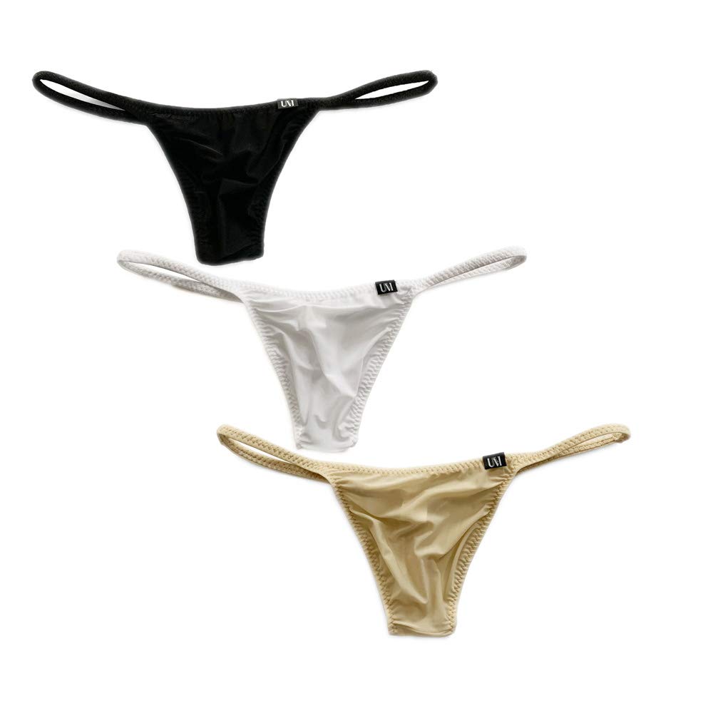 ADAHOPUnderwear Men's Plain Ice Silk Breathable Solid Color Low Waist Thongs