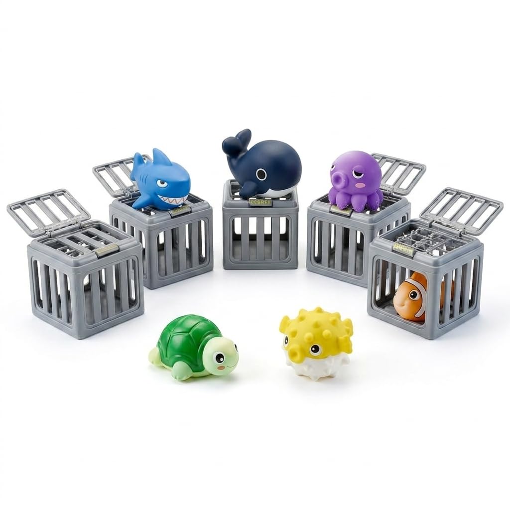 Underwater rescue diving toy set, swimming pool toy, diving rescue box with storage basket, suitable for bathtub and swimming pool, brightly colored swimming training water toy. (6pcs)