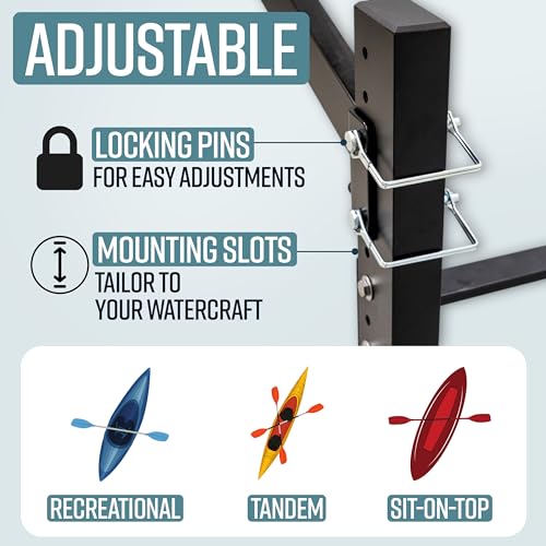 Image of Teal Triangle Freestanding Kayak Storage Rack - 3 Kayak Rack & Canoe Rack - Indoor Outdoor Kayak - Adjustable Surfboard & Stand Up Paddle Board Holder - Adjustable Storage Stand - Black