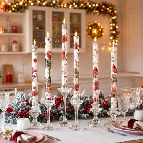 Image of Aurelema 6pcs Christmas Flameless Taper Candle Battery Operated with Remote