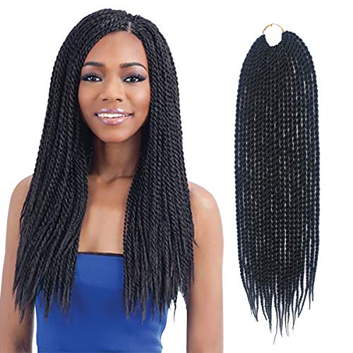 LOSMOEER Senegalese Twist Crochet Hair 8 Packs 18 Inch Dreadlocks Box Braids Small Havana Mambo Twist Braiding Hair Extensions Synthetic Braiding Hair for Women (8 Bundles, 1B#）