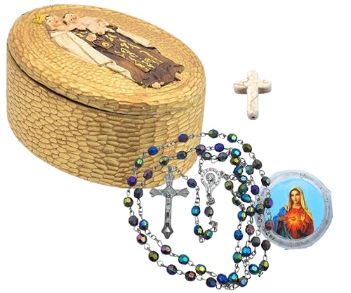 Cajita católica Virgen del Carmen + Rosario católico (Surtido Aleatorio) y...
