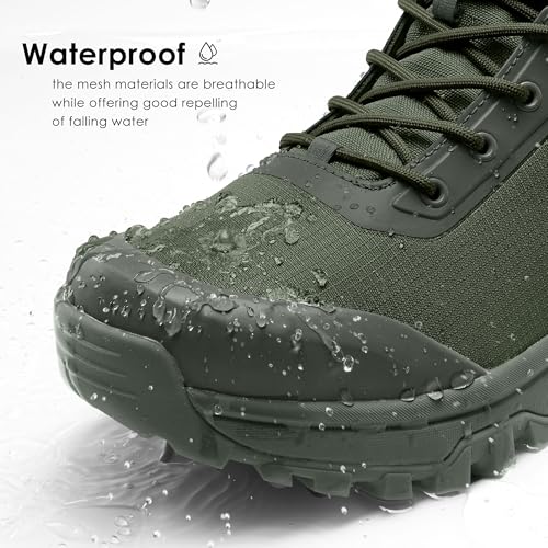 Image of Coostar Tactical Boots for Men Lightweight Military Combat Boot Side Zipper Motorcycle Hiking Work Boots Waterproof 8 Inches
