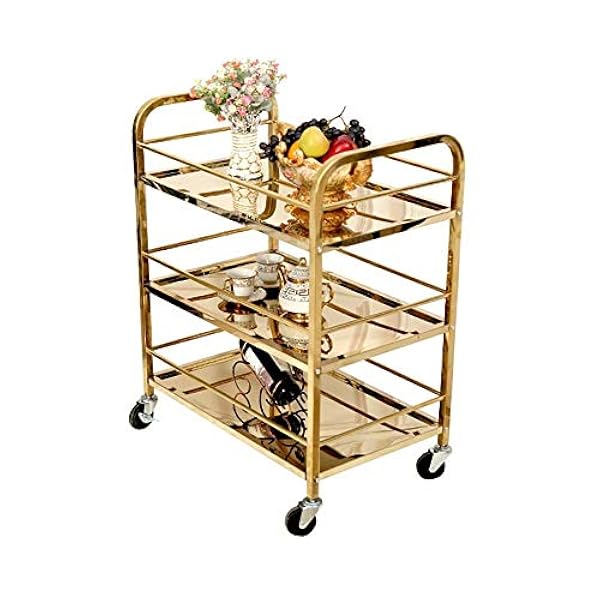 Carro para Servir para el Hogar Cartro de Bar de Vino de Acero Inoxidable con Ruedas Silenciosas, Mesa de Comedor de 3 Estantes, Generic