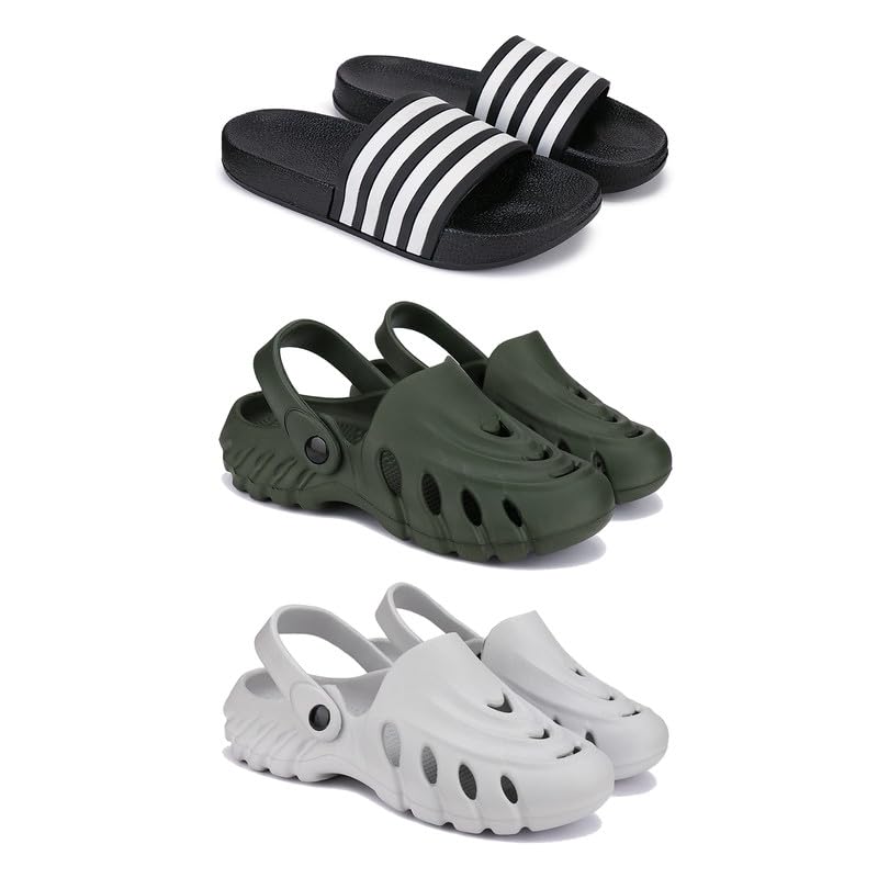WINGSCRAFT Lightweight,Classic Slider || Sandals with Clogs for Men-Combo(3)-3024-3137-3135-8 Grey-picture-52
