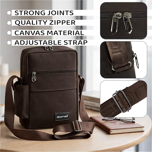 Image of Storite 10 Inch Stylish Padded Mini Sling Crossbody Bag for Men and Women, Small Passport Travel Sling Bag With Water Bottle Pocket