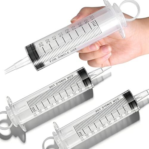 Image of 3Pack Big Syringes (100 ML), Plastic Garden Industrial Syringes for Scientific Labs, Measuring, Watering, Refilling, Filtration Multiple Uses (100 ML(3PCS))