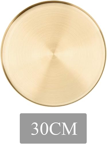 Miniatura 3 de Bandeja de almacenamiento decorativa, bandeja redonda dorada, moderna bandeja organizadora de almacenamiento de metal de acero inoxidable, bandeja