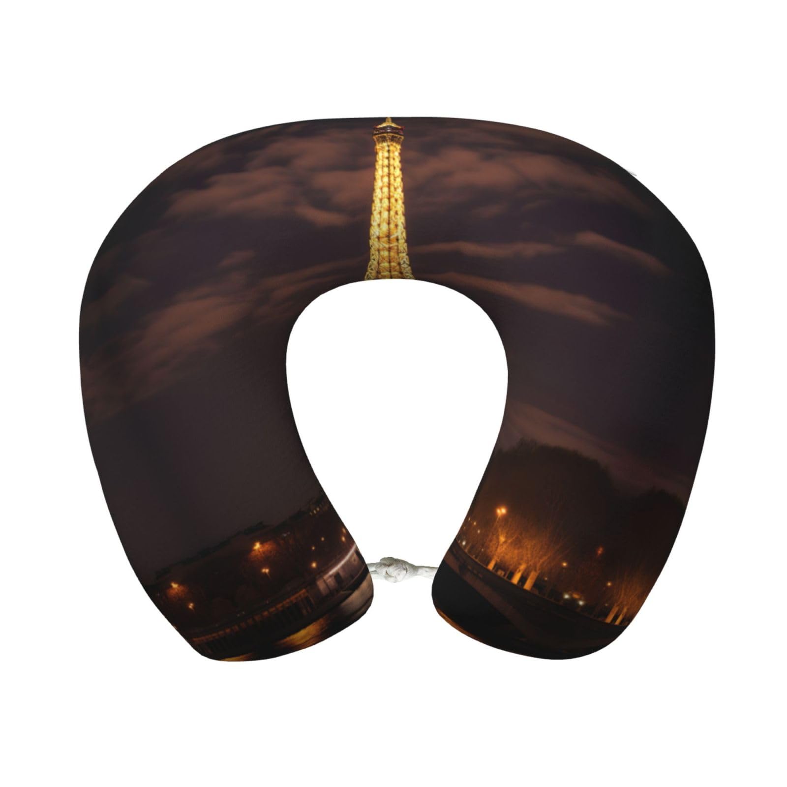 peiyeety Eiffel Tower Print Custom U-Shaped Pillow,Memory Foam Cervical Neck Travel Pillow,for Home,Camping,Travelling