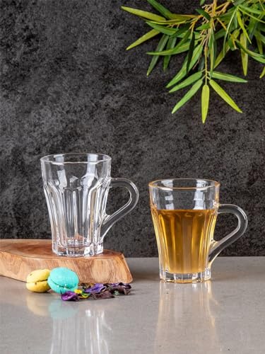 Image of ANKUL Heat Resistant Double Wall Glass Coffee Mugs Set of 2 Clear Insulated Coffee Glass, Cappuccino Cups, Latte Cups, Beverage Glasses (2, Lotus)