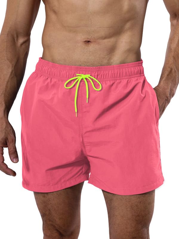 Men's Swim Truncks Quick Dry Breathable Nylon Shorts with Mesh Liner and Pockets