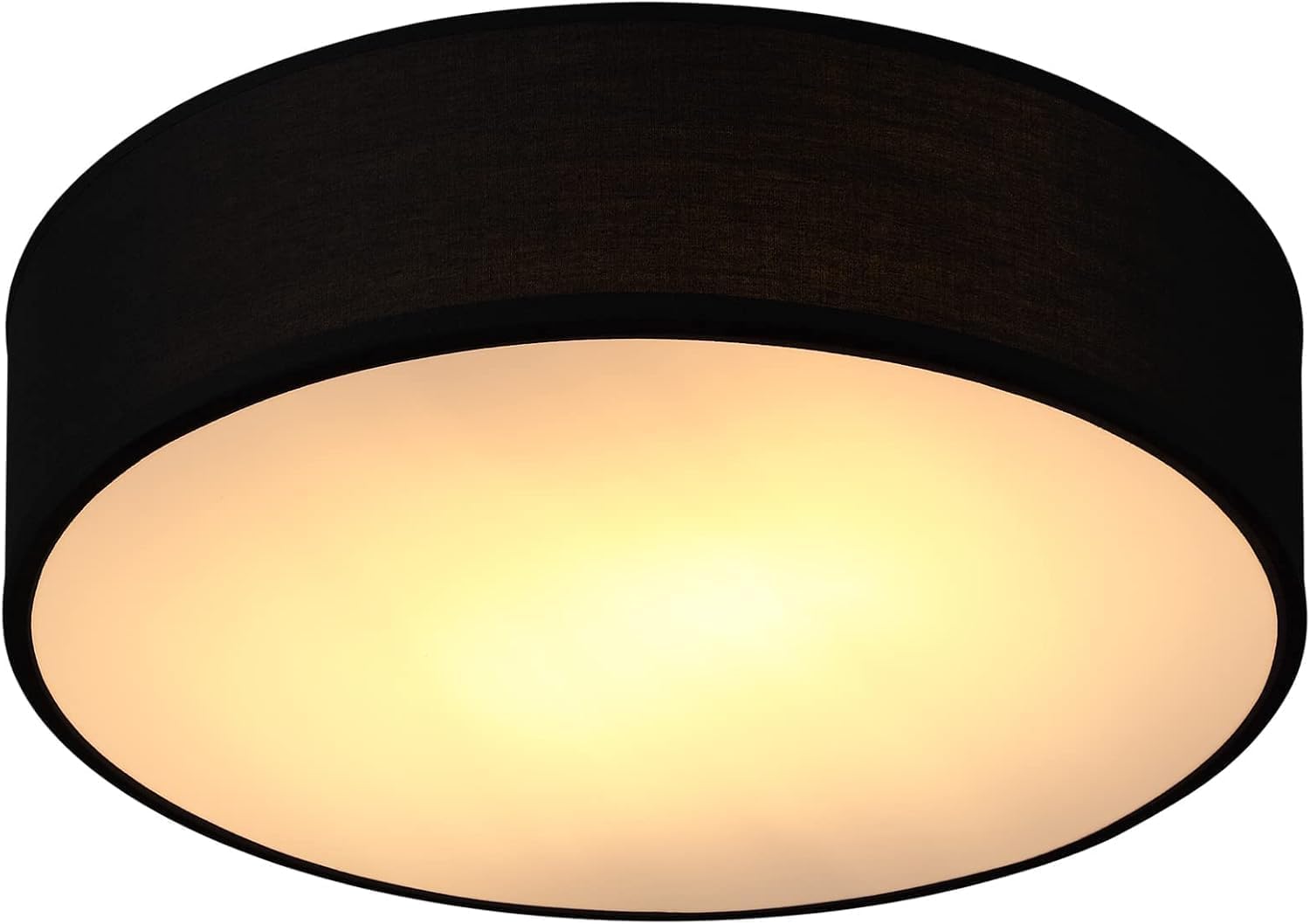 MONZANA® Flush Ceiling Light, Black Fabric 38cm for 2X E27 Bulb Sockets for LED Bulbs max. 40w, Suitable for Living Room, Kitchen, Bedroom, Home Office, Hallways, Kids Room Ceiling Flush Light