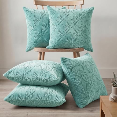 Image of Yellow Weaves Jacquard Cushion Covers | Sofa Cushion Covers | Throw Pillow Cover for Sofa, Couch, Living Room| Removable & Washable | 16x16 Inches, Set of 3 (Powder Blue)