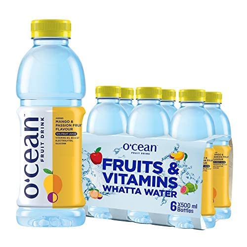 Image of O'CEAN Fruit Water Mango & Passion flavor enriched with vitamins, electrolyte & glucose| 500ml | Pack of 6