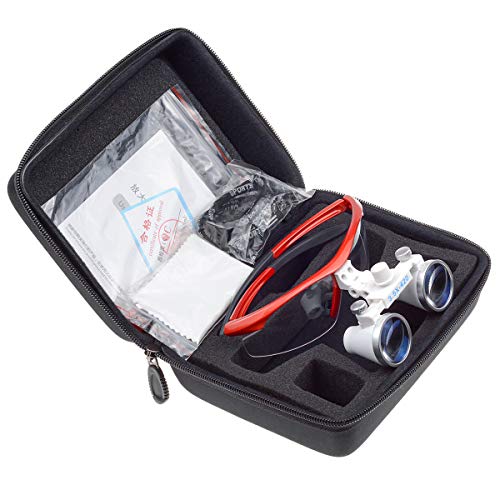 Orilao Chirurgisches Binokular, beschlagfreie Lupe, 3,5 x 420 mm Arbeitsabstand, optisches Glas, Rot