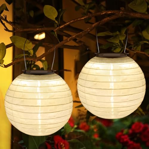 Yomaido lampions Solar außen wetterfest, 2 Stück 25cm Solar LED...