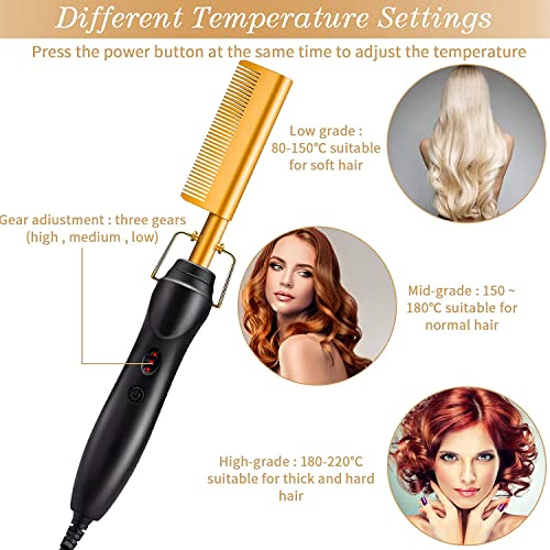 Kingacc Electric Hot Comb, 450 F High Heat Hair Straightener Comb, Ceramic Pressing Comb For Black Hair Wigs, With Anti-Scald Case, Dual Voltage And 60 Min Auto Shut-Off #TOP2