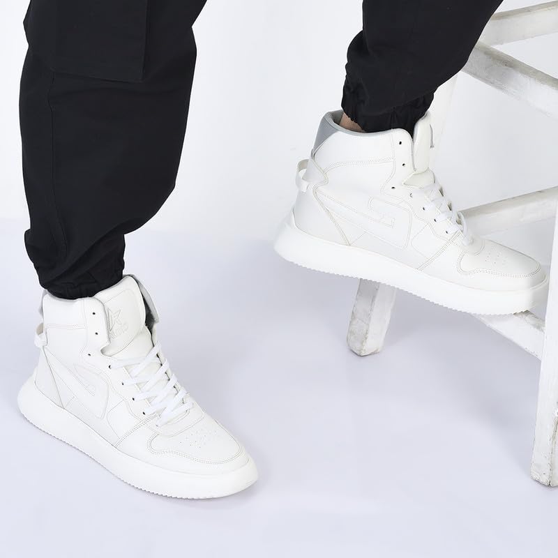 Image of FAUSTO Men's High Top Chunky Classic Lace Up Sneakers|High Ankle Sneakers with Memory Cushion|Lightweight All Day Sneakers