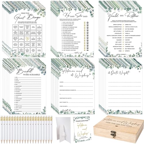 Silipull Bridal Shower Games Set for 50 Guests Includes Bingo,