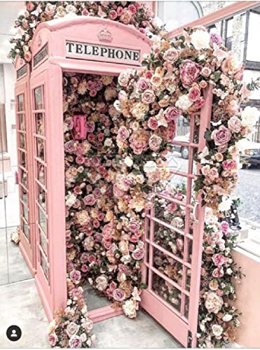 Broderie point de croix fleurs de cabine téléphonique pour décoration salon de Noël