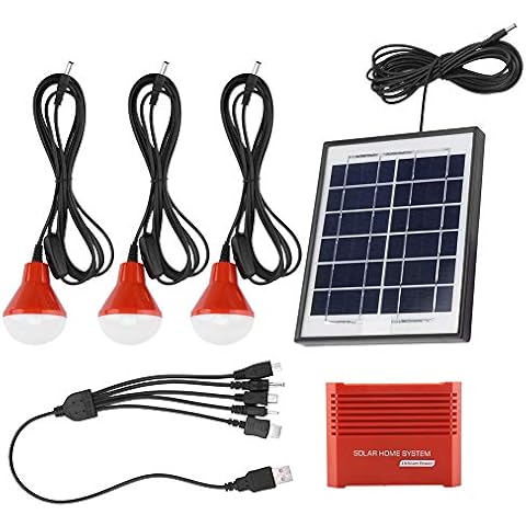 Panneaux solaires, panneau solaire portable, kit solaire batterie 3.7V énergie solaire avec 3 ampoules LED Kit d'éclairage pour panneau solaire pour cour, jardin, gouttière, chemin Cover