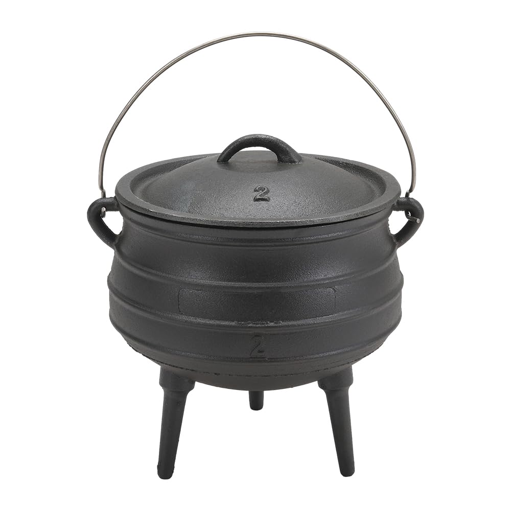 Warmiehomy Cast Iron Cauldron,6L Pre-Seasoned African Potjie Pot with Lid and 3 Long Legs,Dutch Oven Camping Cookware Pot Fire Pot for Outdoor Camping Cooking Baking