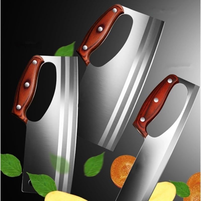 Meat Cleaver,Cleaver Knife, Chinese Style Kitchen Stainless Steel Cutting Meat Knife Special Super Sharp Ladies Slicing Vegetable Fruit Cooked Food Knives (Color : ABC)