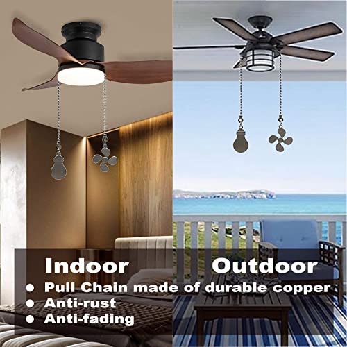 Image of Ceiling Fan Chain Extender Set, 12 Inch Ornaments Extension Chains with Decorative Light Bulb and Fan Cord, Gun Metal Finish