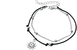 oomph Jewellery Black Thread Multi Layer Antique Silver Beads Bohemian Fashion Anklet -Single Piece for Women & Girls (ASSK9) - Black, Silver-picture-10