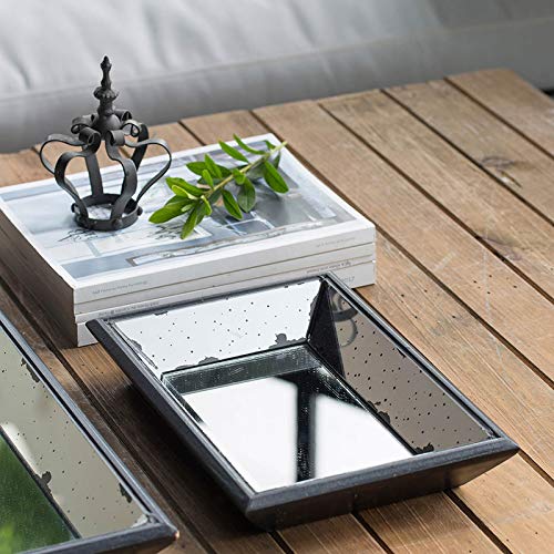 A&B Home Rustic Antique Industrial Glass Mirror Serving Tray Table Top Centerpiece Display For Entryway Living Room Bedroom Office Farmhouse Decoration