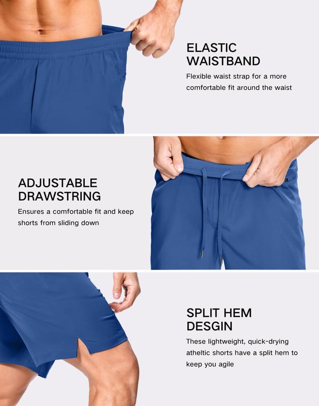 Image of GGJ Men's Lightweight Athletic Shorts with 2 Zipper Pockets 7 inch /9 inch /5 inch Gym Workout Running Quick Dry Tennis Shorts for Men