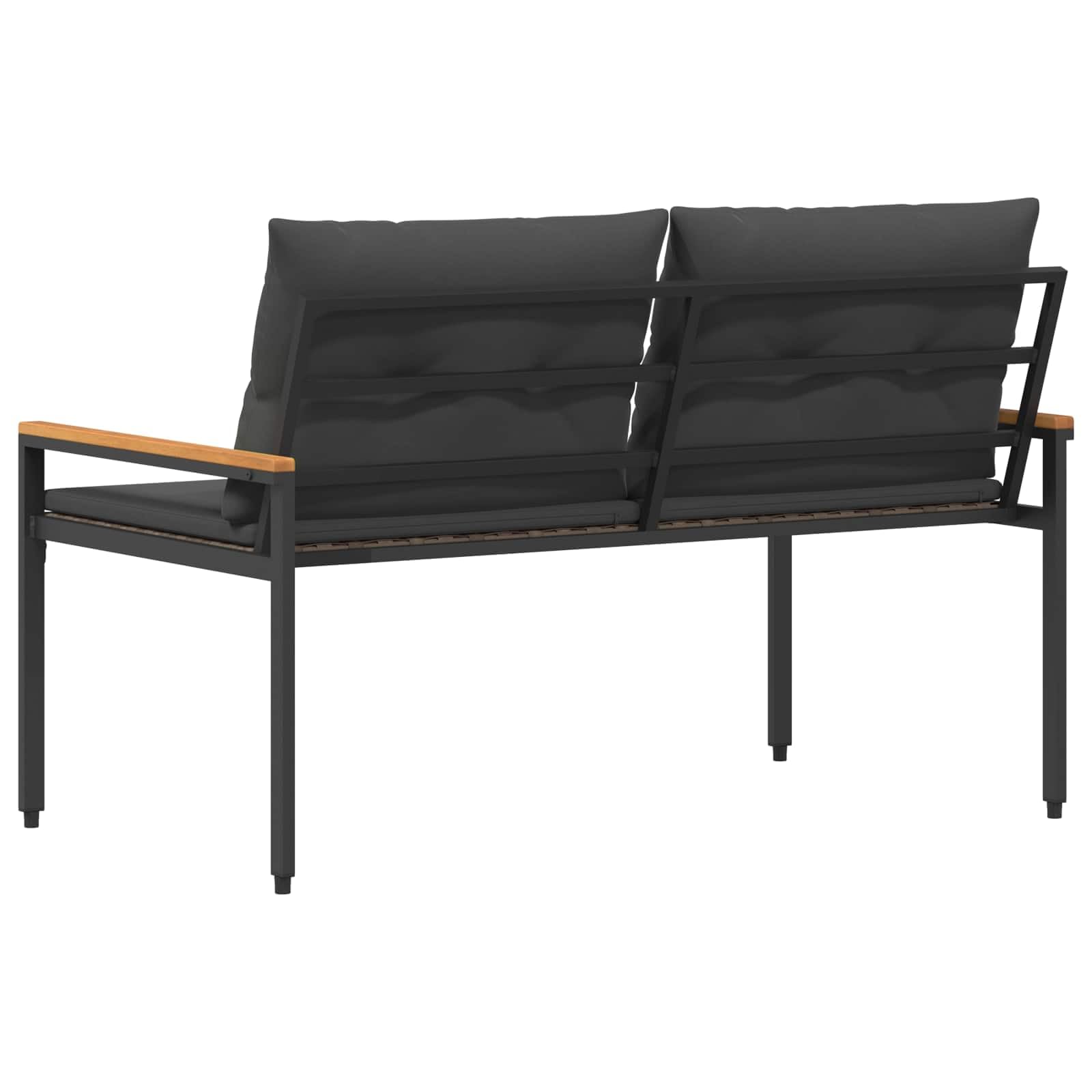 Ławka Ogrodowa Polirattan 2 Osoby 116 x 67,5 x 72 cm | Blat Z Drewna Akacjowego, Regulowane Nóżki, Zdejmowane Poszewki, Na Taras