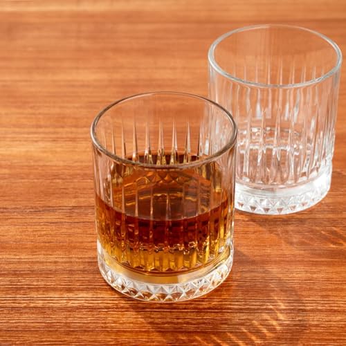 Image of Whiskey Glass Transparent, 310 ML, Whisky Glass, Diamond Design Bar Glass for Drinking Bourbon, Whisky, Scotch, Cocktails, Cognac - Old Fashioned Cocktail Tumblers Set of 6 (a p.$., 6)
