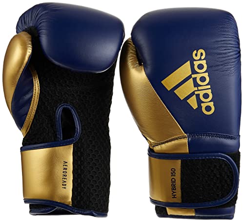 Adidas Boxing Gloves - Hybrid 150 -Boxing, Kickboxing, Mma, Workout, & Home Use - For Women - Weight & Color (10 Oz, Navy/Gold) #TOP22