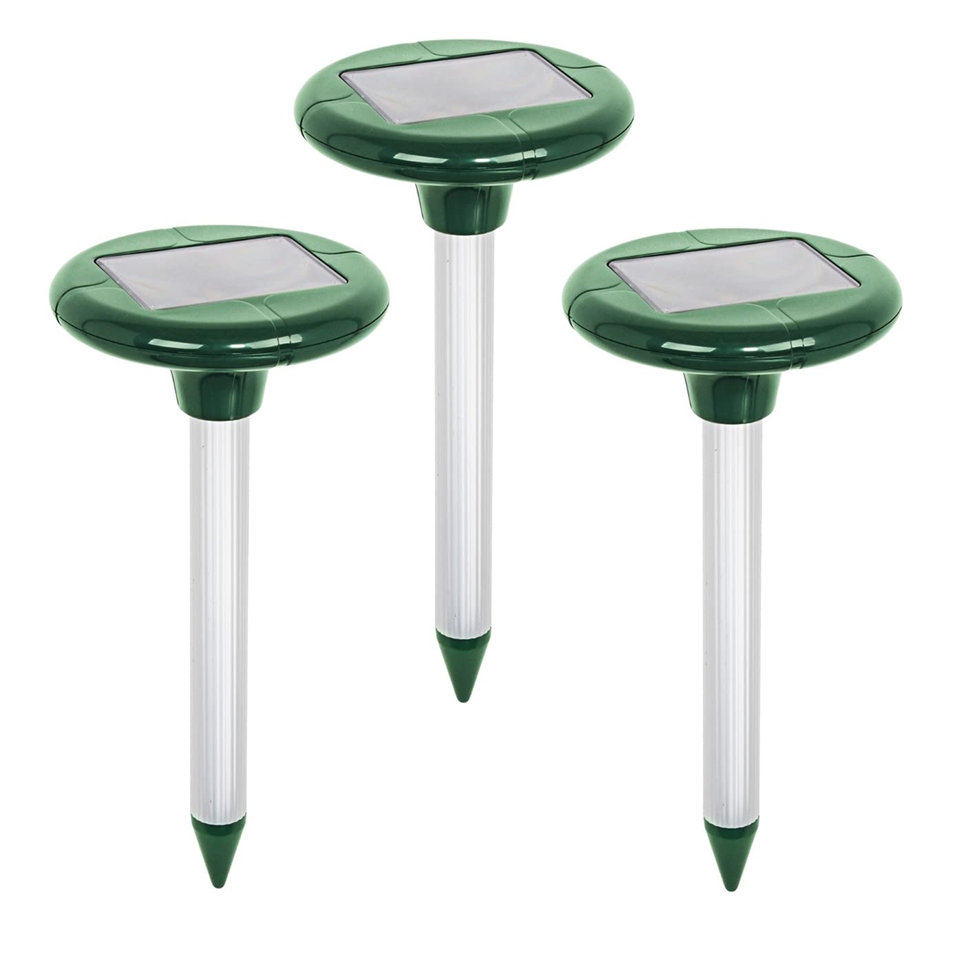 VOSS.sonic Dreierpack: 3 MoleEx 1000 Maulwurfvertreiber Solar, mit Ton & Vibration, Wühltierfrei, Wühlmaus, 3X Maulwurfabwehr für 1300qm