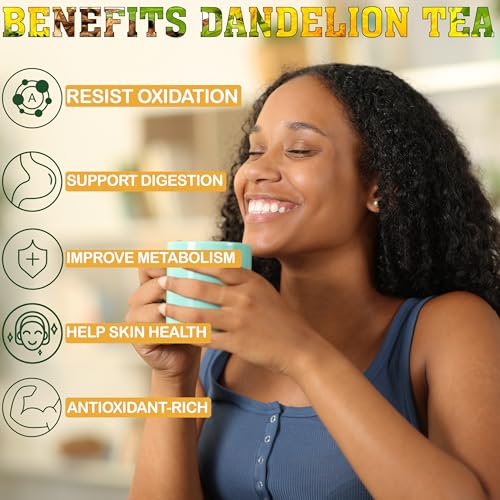 Image of USDA Organic Dandelion Root Tea Bags, Roasted Coffee Substitute & Liver Kidney Cleanse Tea, Digestion & Bloating Relief Support, 100% Pure Dandelion Root, Non-GMO, Caffeine Free, 50 teabags Eco-Conscious Corn Fiber