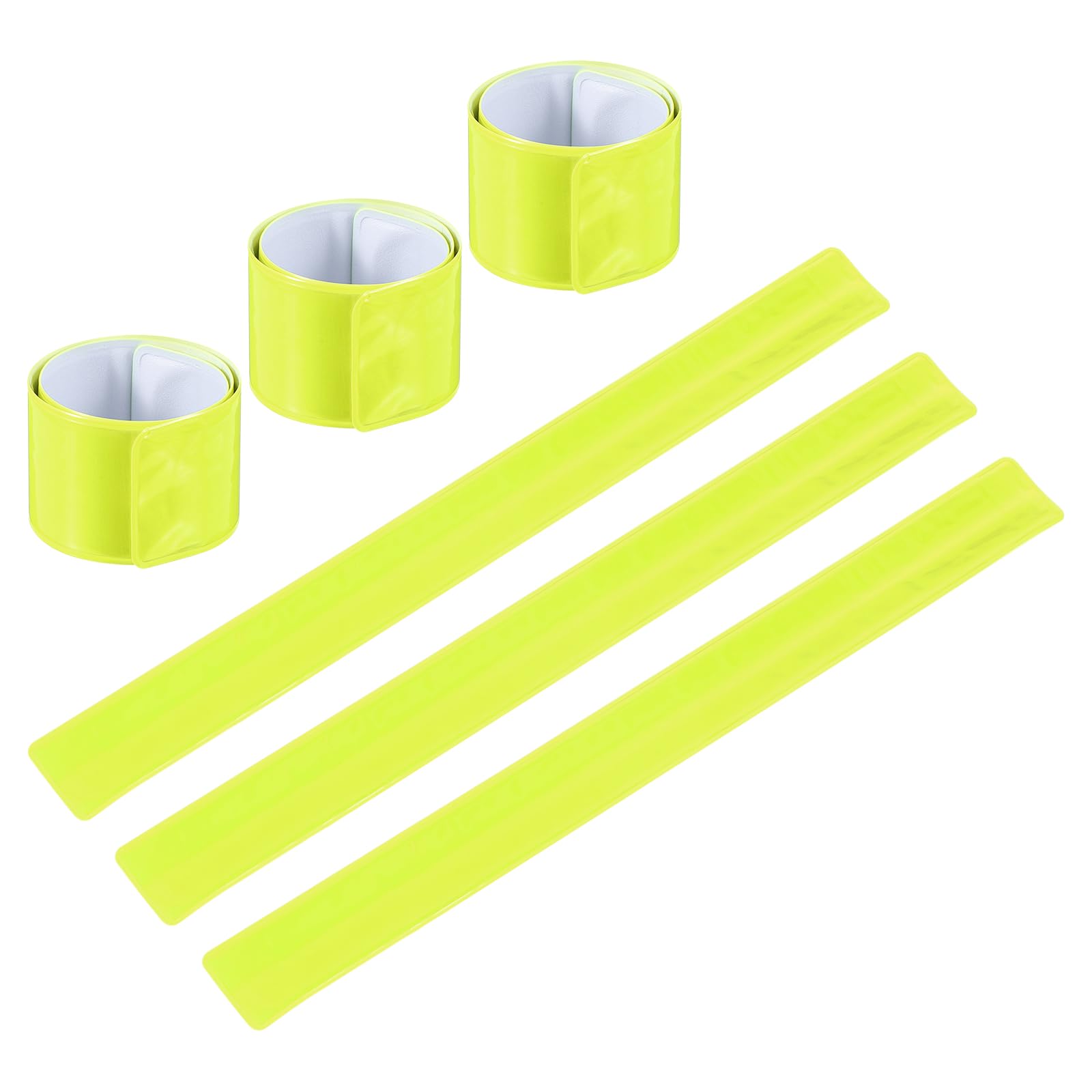 PATIKIL Reflective Slap Bands, 6 Pcs Reflector Band Snap Bracelet Armbands High Visibility Safety Reflectors Wrist Strap Strip for Night Jogging Cycling Running Hiking, Fluorescent Yellow