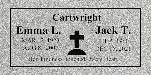 Generic Granite Flat Headstone - 24 x 12 x 4, Traditional Style, Grey Color - Cemetery or Garden Memorial Stone