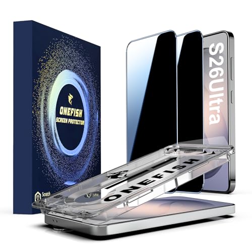 Image of OneFish Privacy Screen Protector Designed Compatible with Samsung Galaxy S26 Ultra, 9H Tempered Glass, Scratch Resistant Bubble Free, Easy Installation, Auto Dust-Elimination 2 Pack
