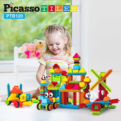 image for PicassoTiles 120pcs Hedgehog Interlocking Building Blocks Tiles Constr