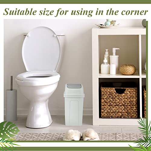 Image of Sumind 2 Pcs 1.8 Gallon Bathroom Trash Can with Swing Lid Small Garbage Can Plastic Bathroom Trashcan Garbage Bin for Kitchen Waste Bedroom Room Outdoor (Green and Beige)