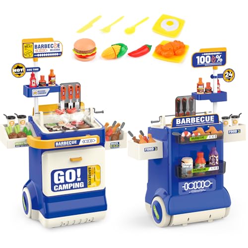 Kinder BBQ Grill Set mit Küchenzubehör, realistischem Rauch und...