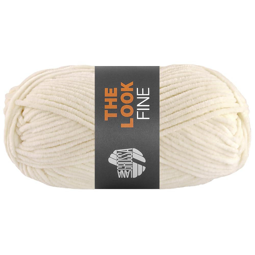 LANA GROSSA The Look Fine FB124 Fijn en fluweelzacht chenillegaren, handbreigaren van 100% polyester, 50 g wol voor breien en haken, 100 m garen