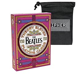 Theory 11 and Cipher Playing Cards Beatles Jeu de cartes – Sgt Peppers Style Poker Deck – Comprend un sac de cartes à jouer (rose) - Les Beatles, Paul McCartney, John Lennon, RIngo Starr, George Harrison