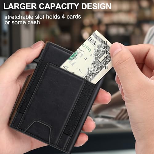 Image of Wallet for Men Wallet with Slim Pop Up Card Holder 9-13 Cards, Bifold Minimalist Smart Wallet RFID Blocking Credit Card Holder with ID Window & Stretchable Cash Slot Compact Metal Aluminum Card Case