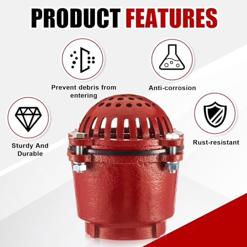 Image of MorningRo 4 Inch Cast Iron Foot Valve NPT Painted Carbon Threaded Foot Valve for Water Service Only