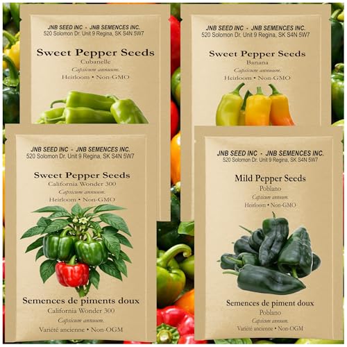 Sweet & Mild Pepper Seeds Variety Pack 4 Varieties 150+ Seeds for Planting