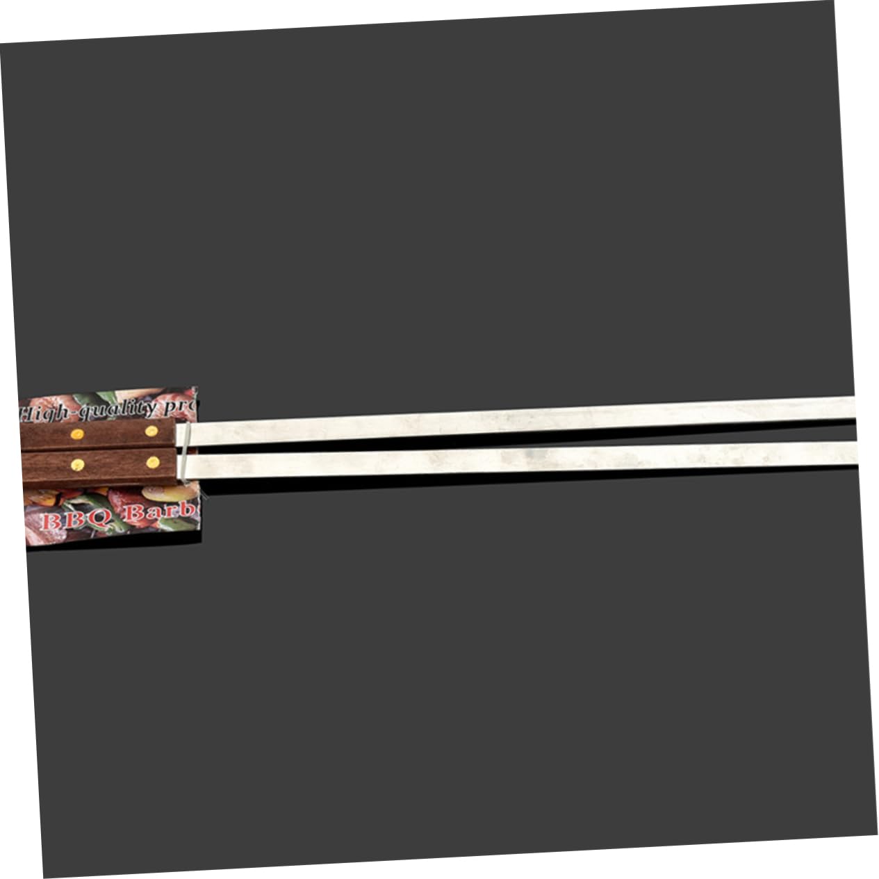 Brochetas de Barbacoa Planas 5 Unidades, Acero Inoxidable | Mango de Madera Marrón, Diseño Largo Reutilizable, para Carne y Uso Exterior