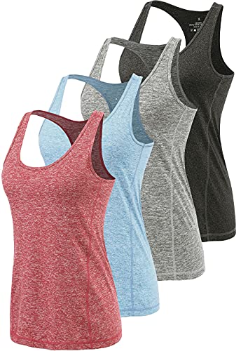 Image of Air Curvey Workout Tank Tops for Women Yoga Racerback Tanks Athletic Quick Dry Activewear 4 Pack
